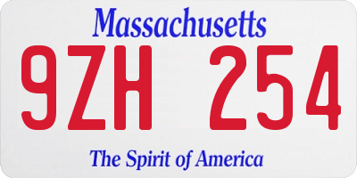 MA license plate 9ZH254