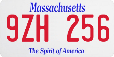 MA license plate 9ZH256