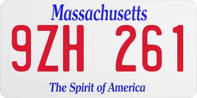 MA license plate 9ZH261