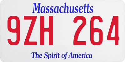 MA license plate 9ZH264