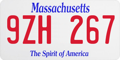 MA license plate 9ZH267