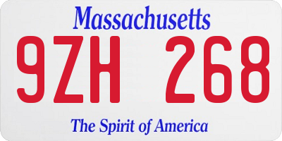 MA license plate 9ZH268