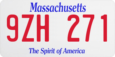 MA license plate 9ZH271