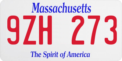 MA license plate 9ZH273