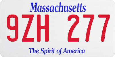 MA license plate 9ZH277