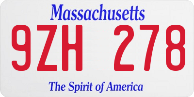 MA license plate 9ZH278