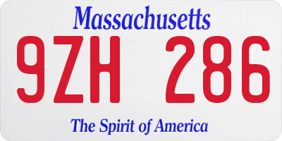 MA license plate 9ZH286