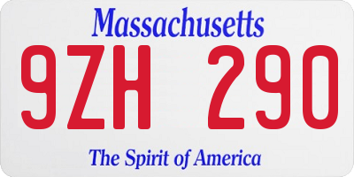 MA license plate 9ZH290
