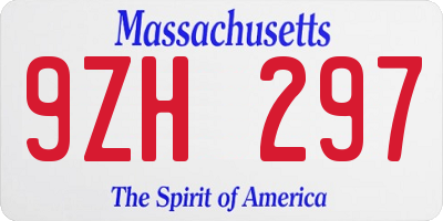 MA license plate 9ZH297