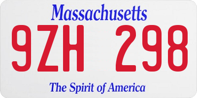MA license plate 9ZH298