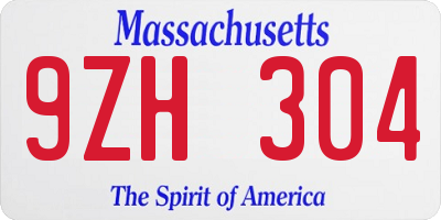 MA license plate 9ZH304