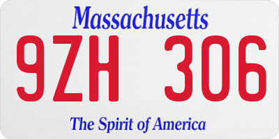 MA license plate 9ZH306