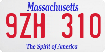 MA license plate 9ZH310