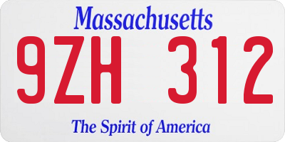 MA license plate 9ZH312