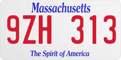MA license plate 9ZH313