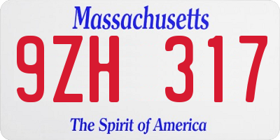 MA license plate 9ZH317