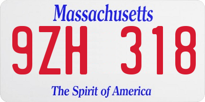 MA license plate 9ZH318