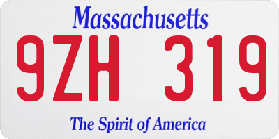 MA license plate 9ZH319