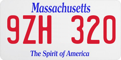 MA license plate 9ZH320