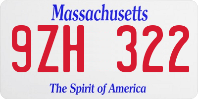 MA license plate 9ZH322