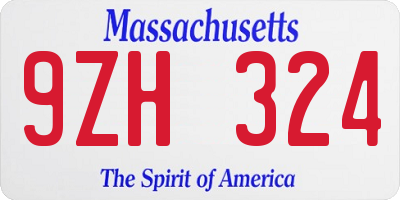 MA license plate 9ZH324