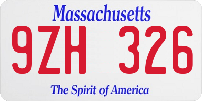 MA license plate 9ZH326