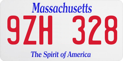 MA license plate 9ZH328