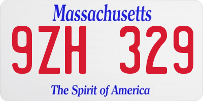 MA license plate 9ZH329