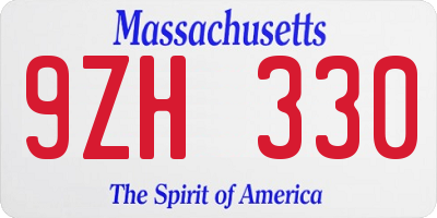 MA license plate 9ZH330