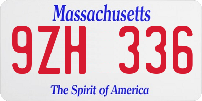 MA license plate 9ZH336