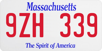 MA license plate 9ZH339