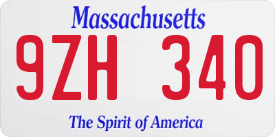 MA license plate 9ZH340