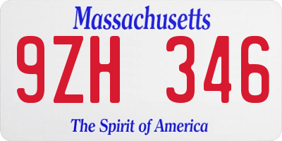 MA license plate 9ZH346