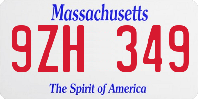 MA license plate 9ZH349