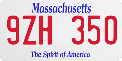 MA license plate 9ZH350