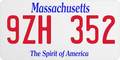 MA license plate 9ZH352