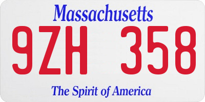 MA license plate 9ZH358