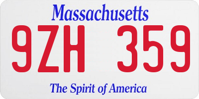 MA license plate 9ZH359