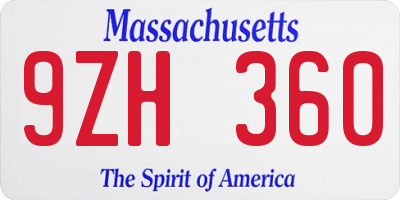 MA license plate 9ZH360