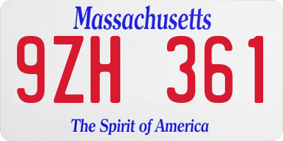 MA license plate 9ZH361