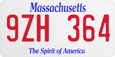 MA license plate 9ZH364