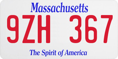 MA license plate 9ZH367