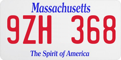 MA license plate 9ZH368