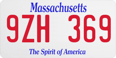 MA license plate 9ZH369