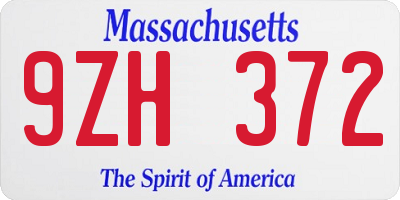 MA license plate 9ZH372