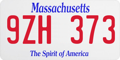 MA license plate 9ZH373