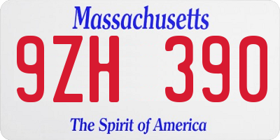 MA license plate 9ZH390