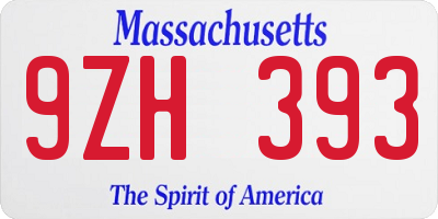 MA license plate 9ZH393