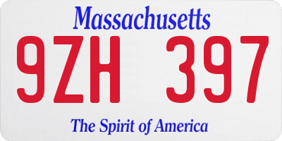 MA license plate 9ZH397