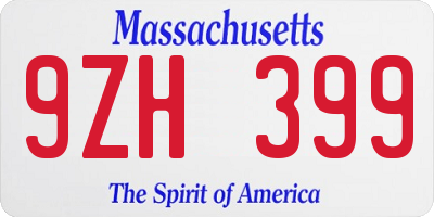 MA license plate 9ZH399